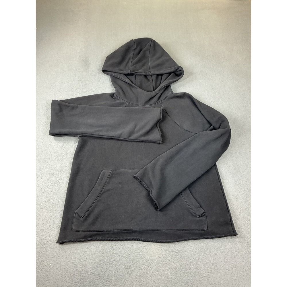 Athleta Hoodie Womens S Black Pullover Fleece Hooded Thermal Waffle Pockets